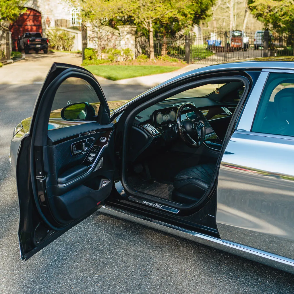 Silver ‘Kanye Maybach’ Full Chrome 2022 Mercedes-Benz S580, photo 6 for wedding car rental in Dauphin County, PA Silver ‘Kanye Maybach’ Full Chrome 2022 Mercedes-Benz S580, photo 6 for wedding car rental in Dauphin County, PA