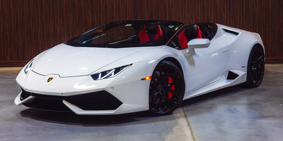 White Lamborghini Huracan for wedding car rental in Suffolk County, NY