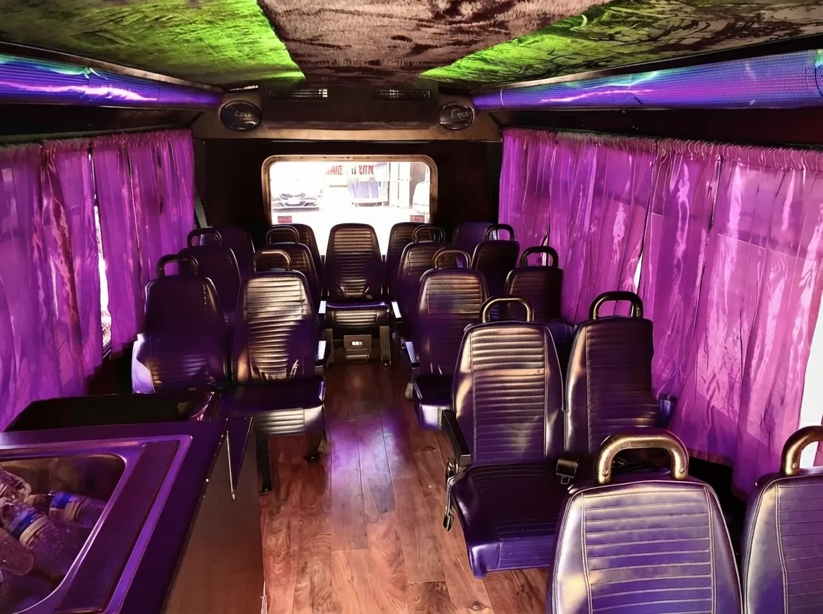 White-painted Limousine Party Bus [2]