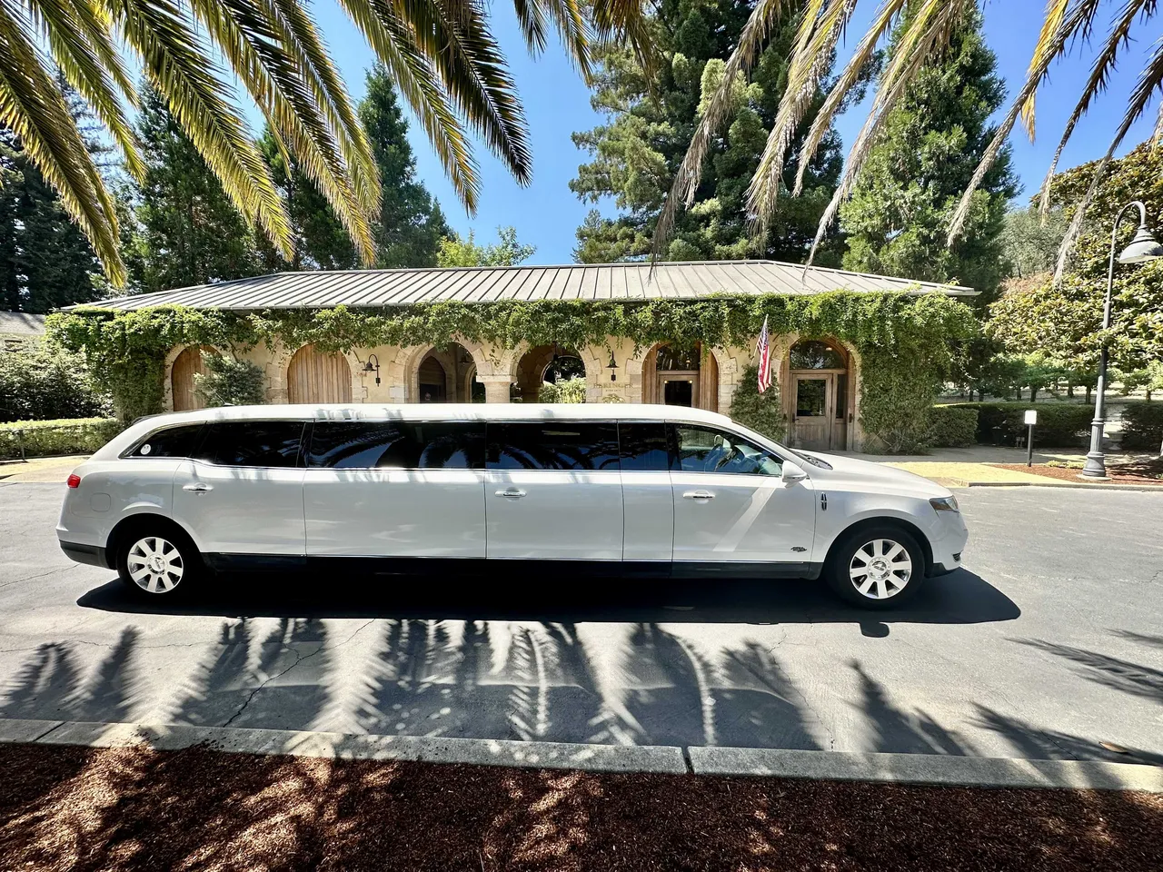 White Lincoln MKT Limousine for wedding car rental in Woodland, CA