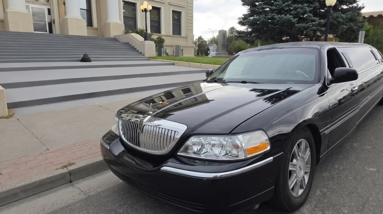 Lincoln Town Car Limousine Black-painted Lincoln Town Car Limousine ready for booking