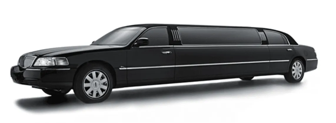 Black-painted Lincoln Town Car Limousine ready for booking