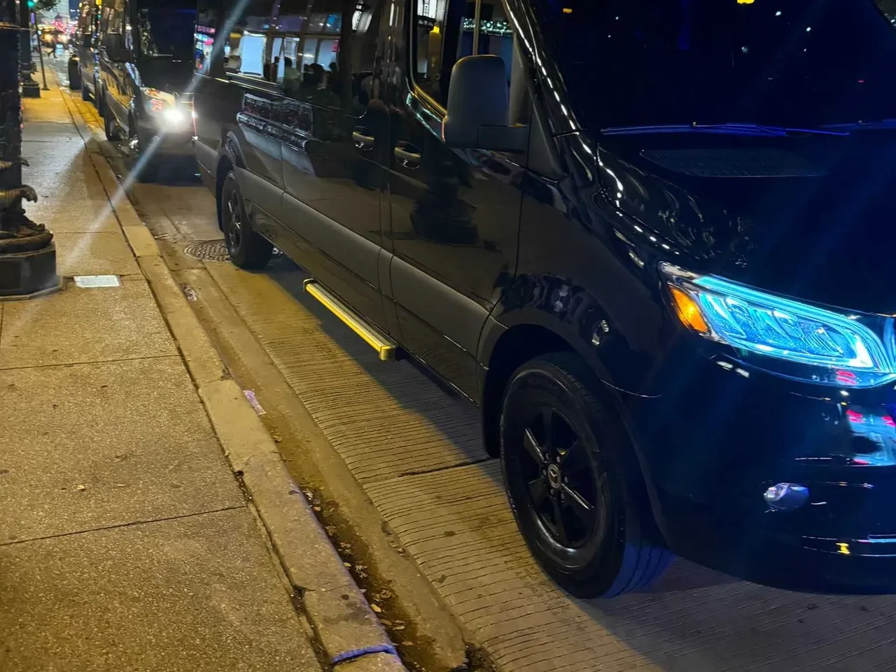 Black-painted Mercedes-Benz Executive Sprinter ready for booking