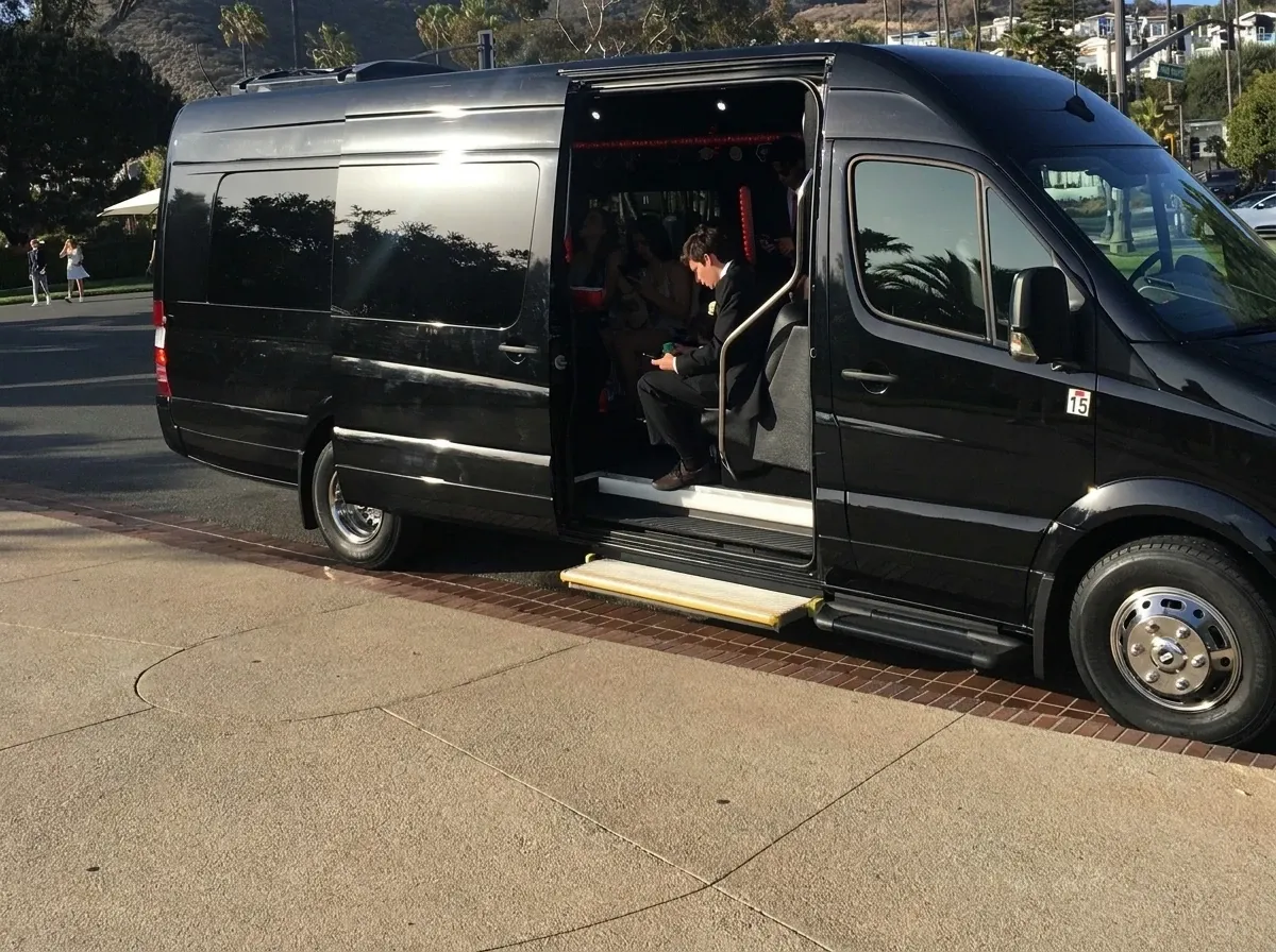 Mercedes-Benz Limousine Sprinter Black-painted Mercedes-Benz Limousine Sprinter ready for booking