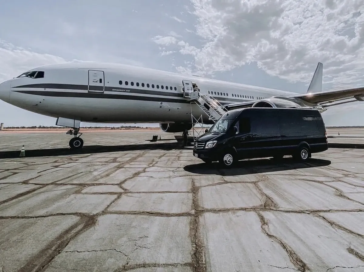 Black-painted Mercedes-Benz Limousine Sprinter Party Van ready for booking