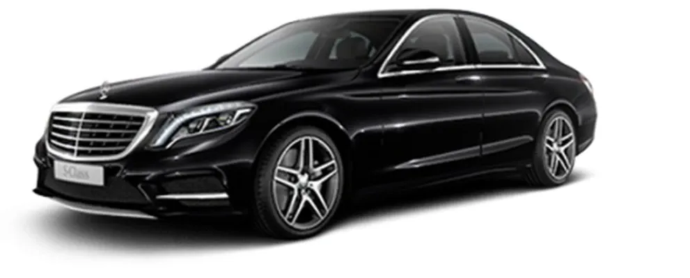 Black-painted Mercedes-Benz S-Class ready for booking