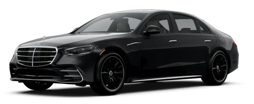 Black-painted Mercedes-Benz S-Class ready for booking