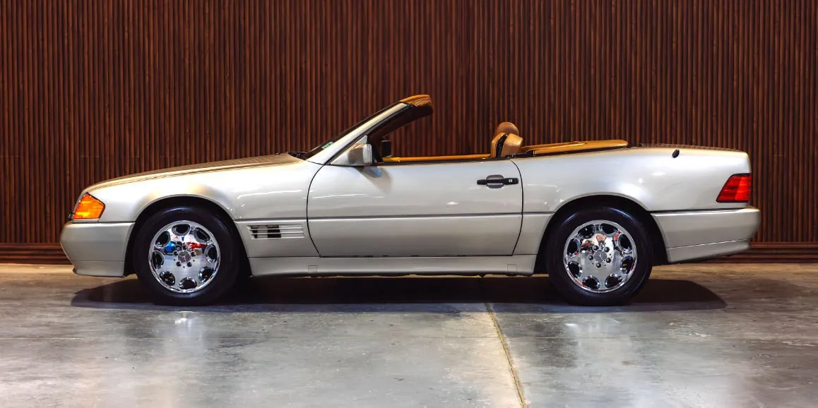 Silver Mercedes-Benz SL500 exterior with convertible roof, photo 3 for wedding car rental