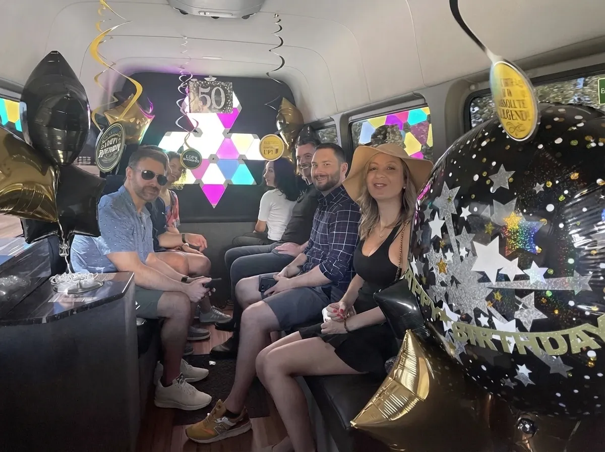 Black-painted Mercedes-Benz Sprinter Limousine ready for booking