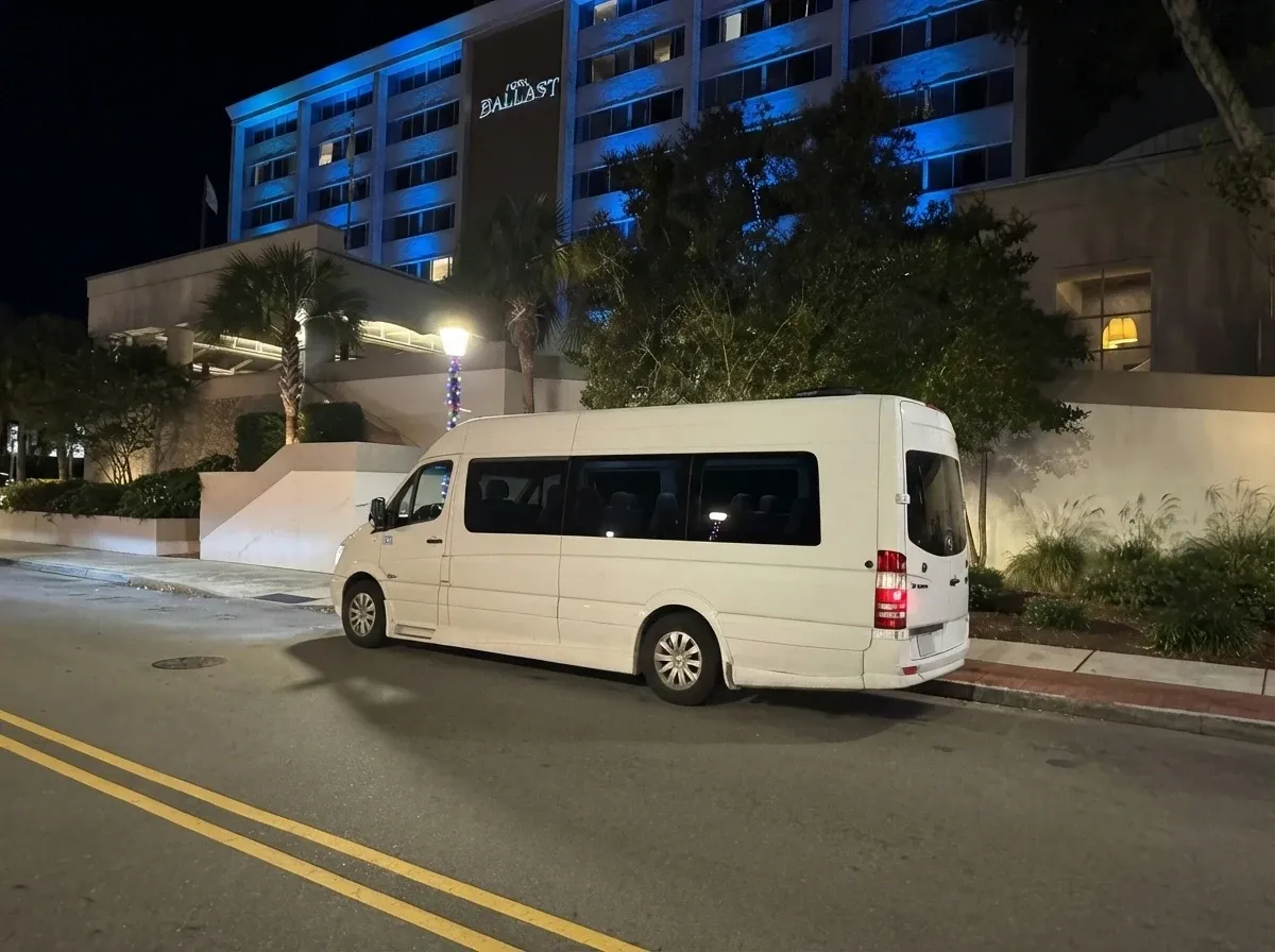 White-painted Mercedes-Benz Sprinter Limousine ready for booking