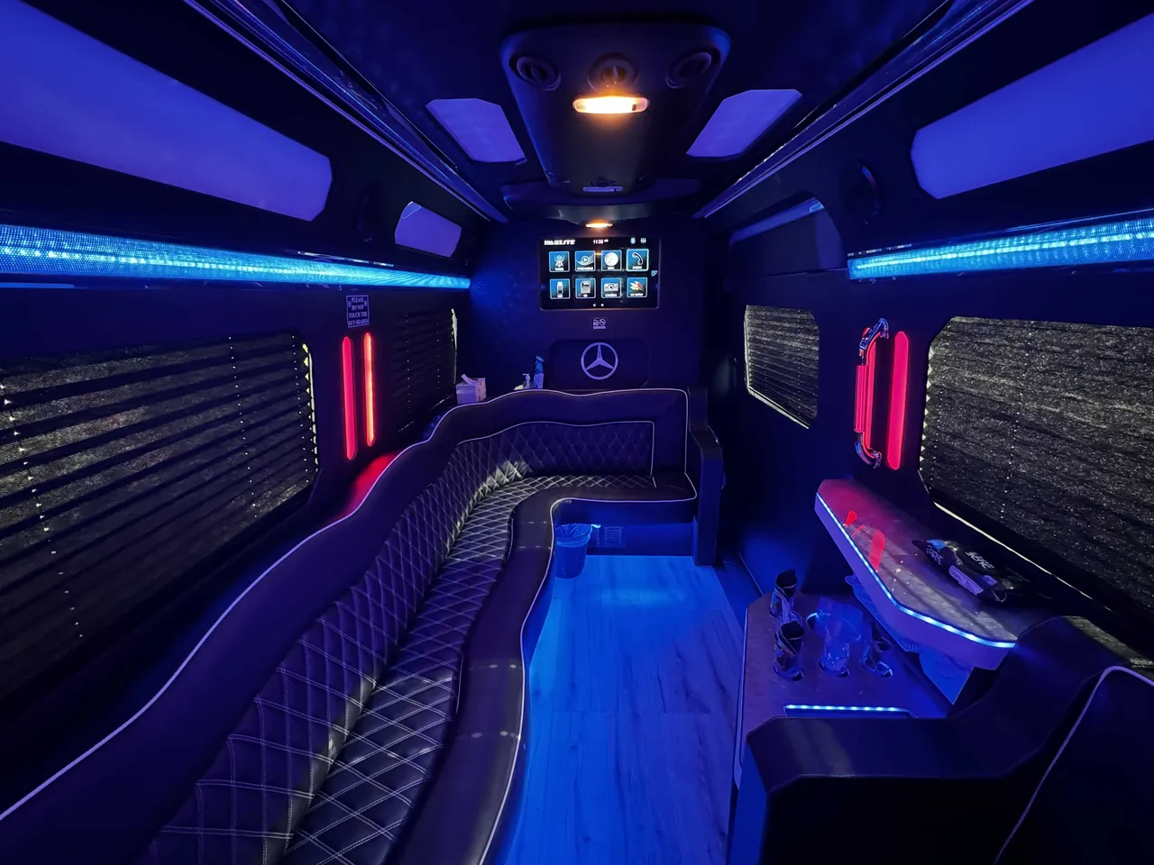 Silver Mercedes-Benz Sprinter Party Limousine Bus, photo 5 for party bus rental