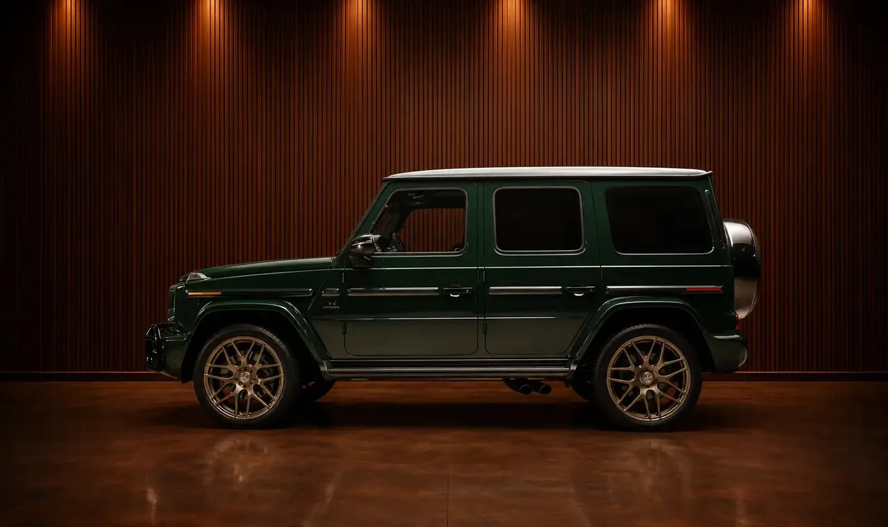 Green Mercedes-Benz G63 AMG for wedding car rental in Chester County, PA