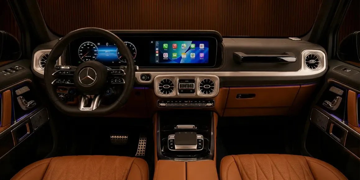 Mercedes-Benz G63 AMG interior for wedding car rental in Chester County, PA
