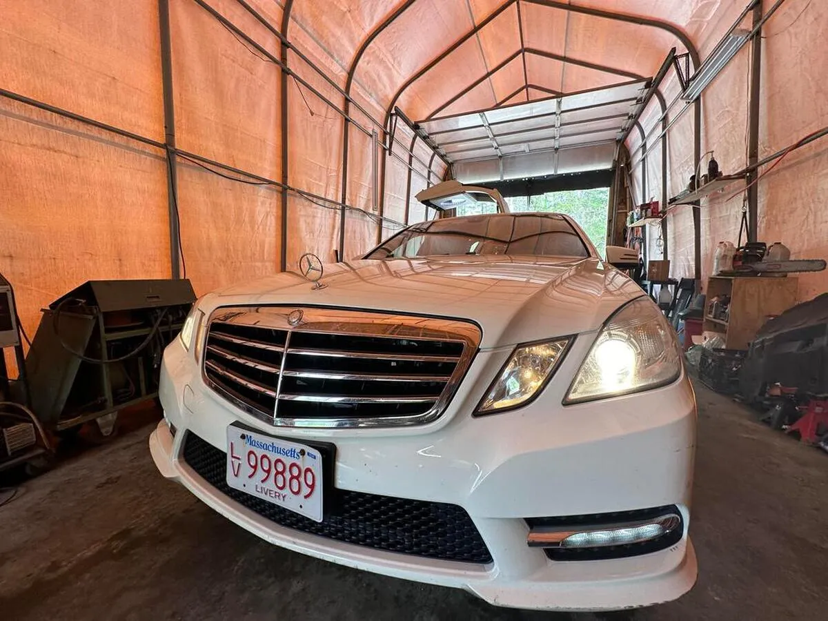 White Mercedes-Benz Jet Doors Limousine exterior for wedding car rental in North Attleboro, MA