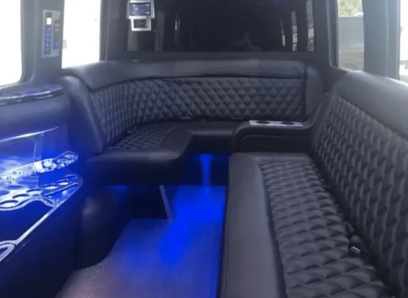 Mercedes Limo Sprinter interior for party bus rental