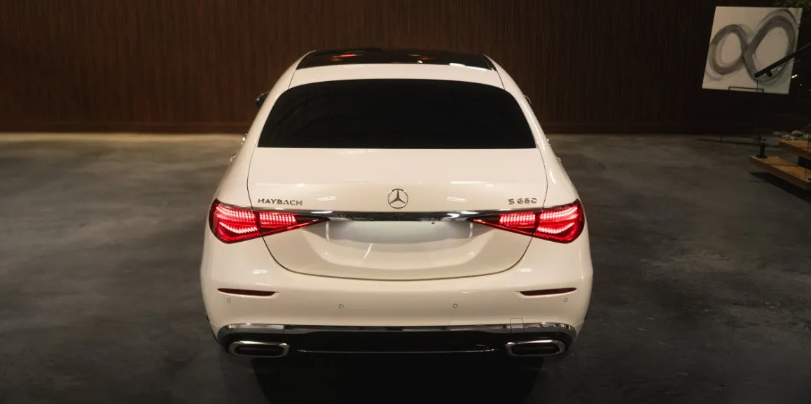 White Mercedes-Maybach S-Class exterior, photo 3 for wedding car rental in Toms River, NJ