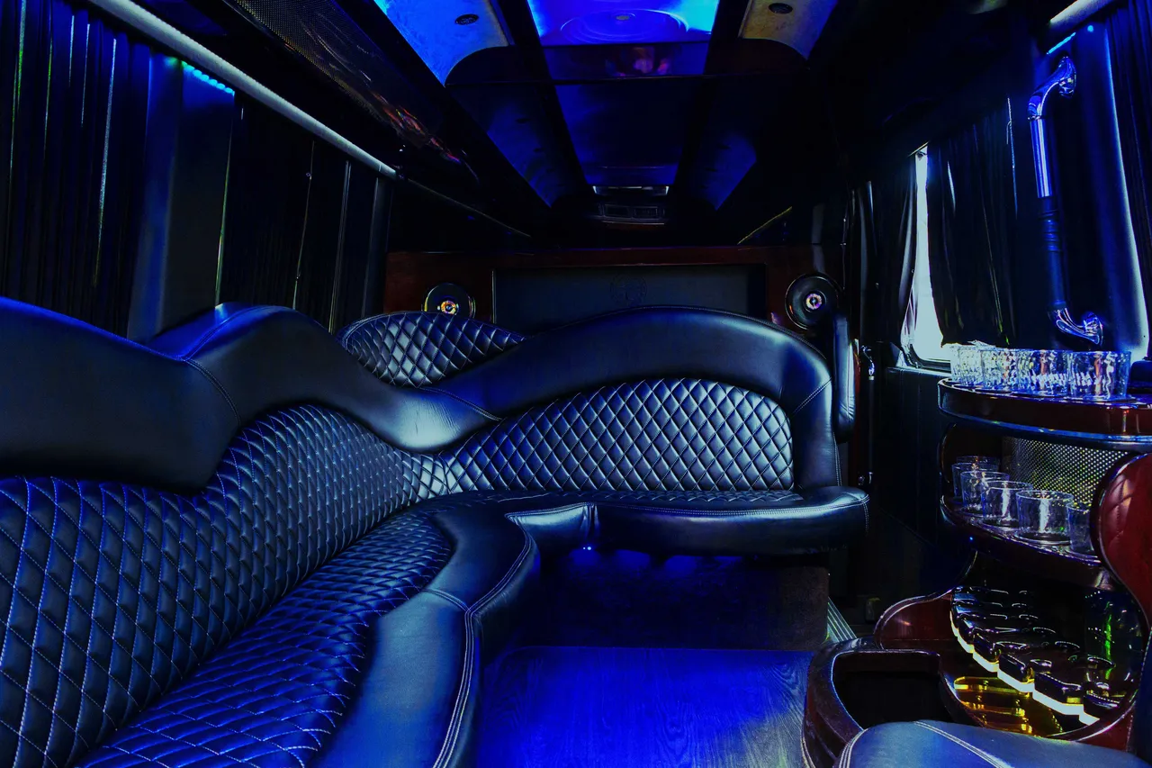 Mercedes Sprinter Limo interior, photo 2 for party bus rental in Ontario County, NY