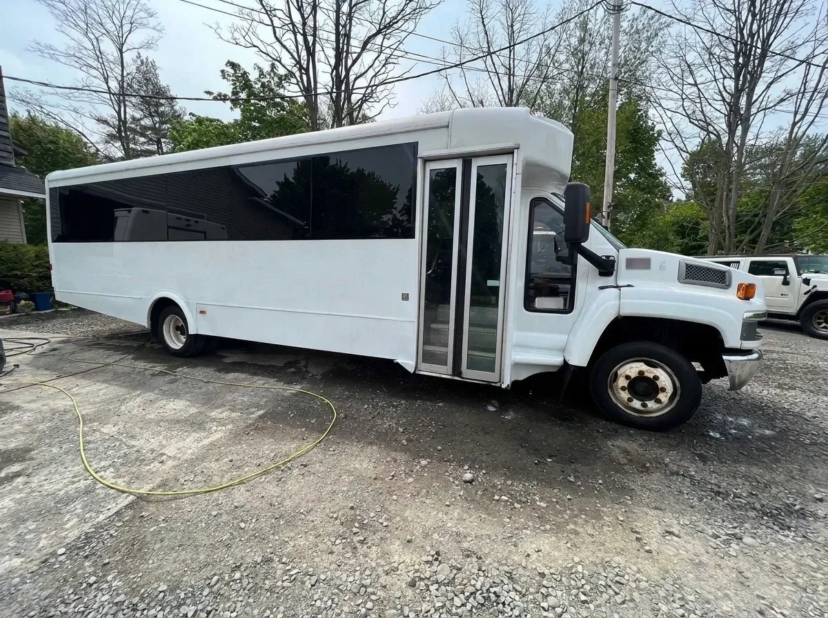 White-painted Party Bus - Sophia Loren ready for booking