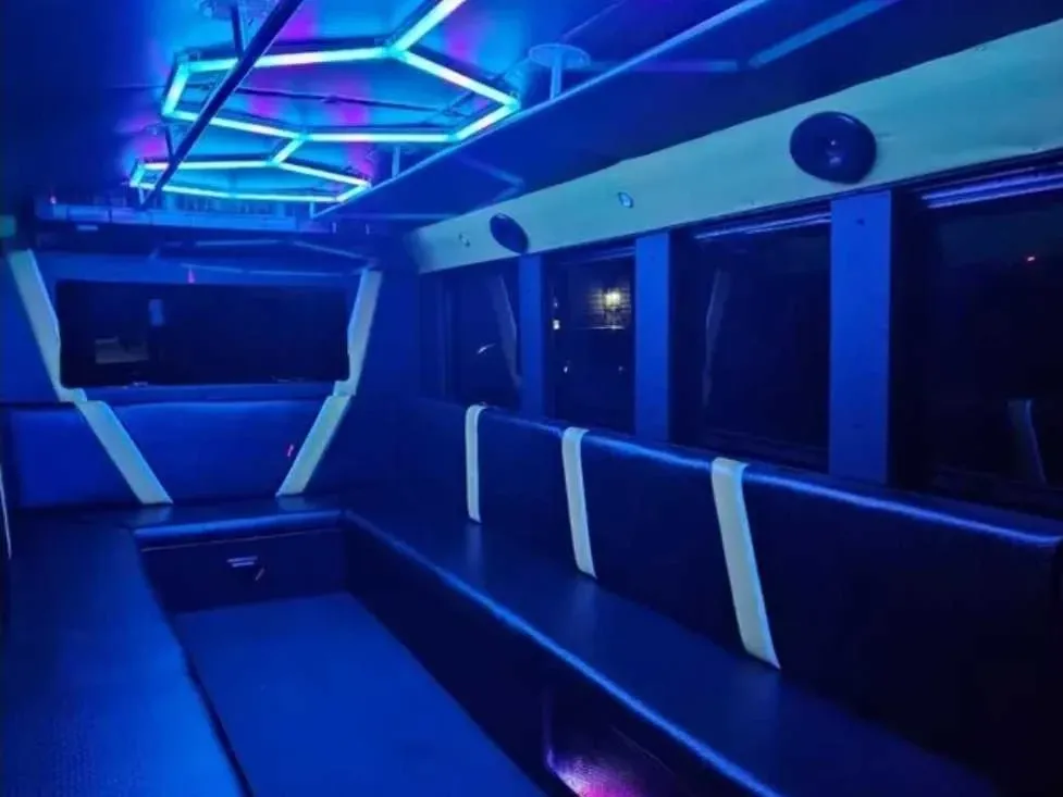 Party Time Bus White-painted Party Time Bus ready for booking