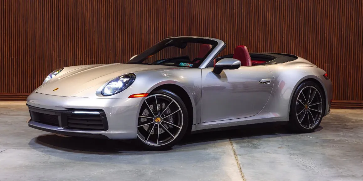 Silver Porsche 911 with convertible roof for wedding car rental in Toms River, NJ Silver Porsche 911 with convertible roof for wedding car rental in Toms River, NJ