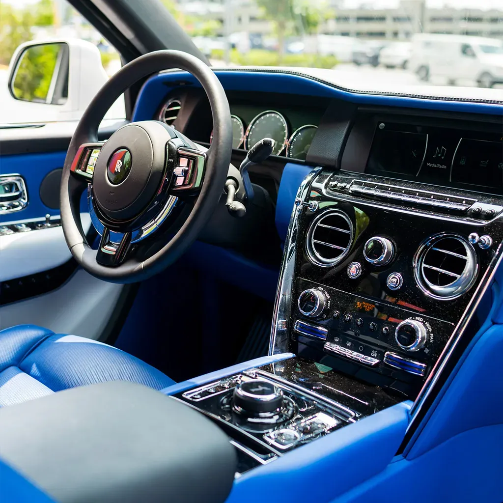 White Rolls-Royce Cullinan with All Blue Interior, photo 6 for wedding car rental in Rockville, MD