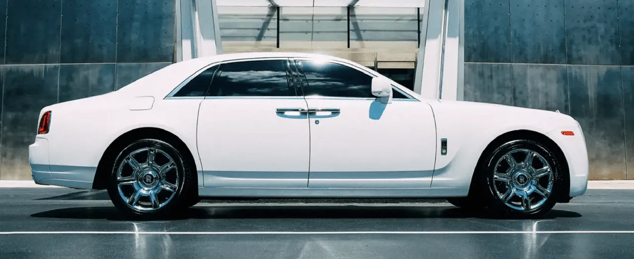 White Rolls Royce Ghost for wedding car rental in Calhoun County, SC