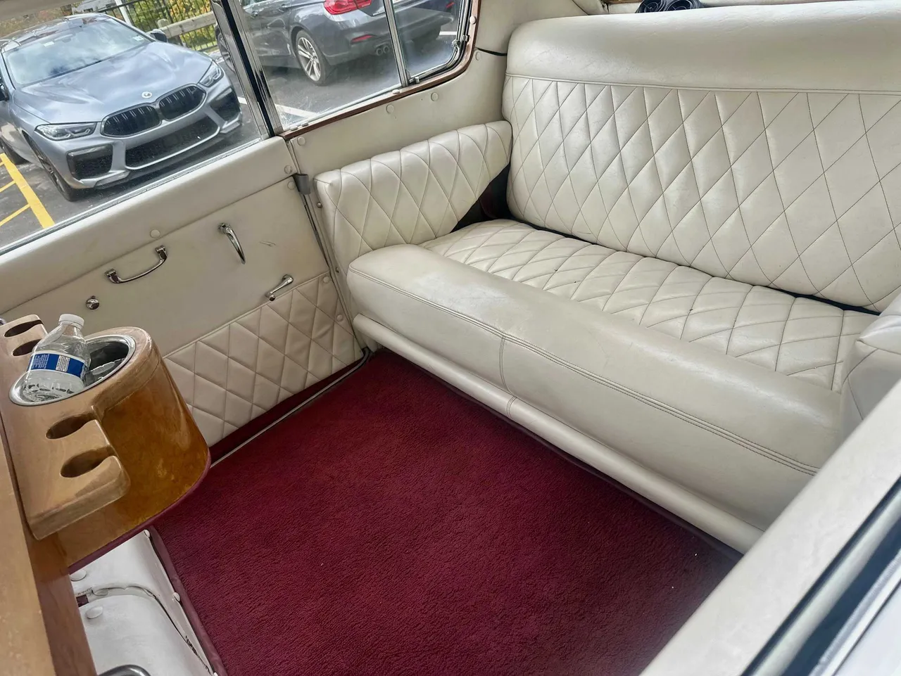 Rolls-Royce Princess interior with cup holders for wedding car rental in West Orange, NJ