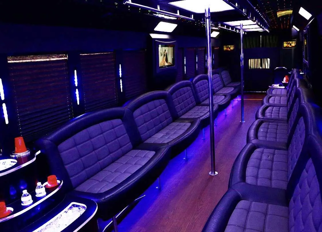 Tiffany Party bus interior for party bus rental