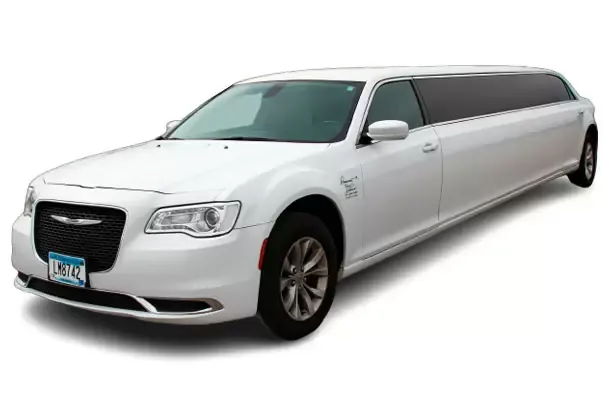 White Chrysler 300 Stretch Limousine for wedding car rental in Saint Paul, MN
