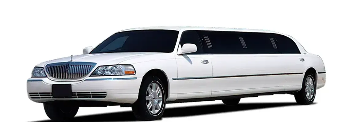 White Lincoln Stretch Limousine for wedding car rental in Dallas, TX