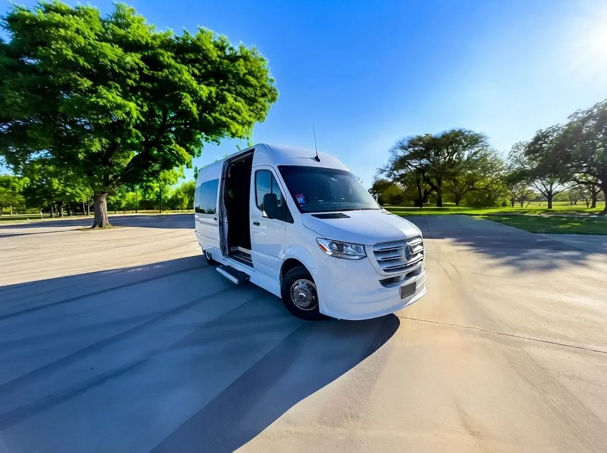 White Mercedes-Benz Sprinter Limousine White Mercedes-Benz Sprinter Limousine ready for booking