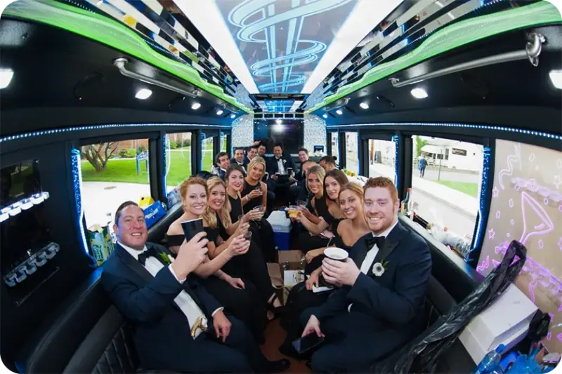 Luxury party bus for party bus rental in Brunswick County, NC