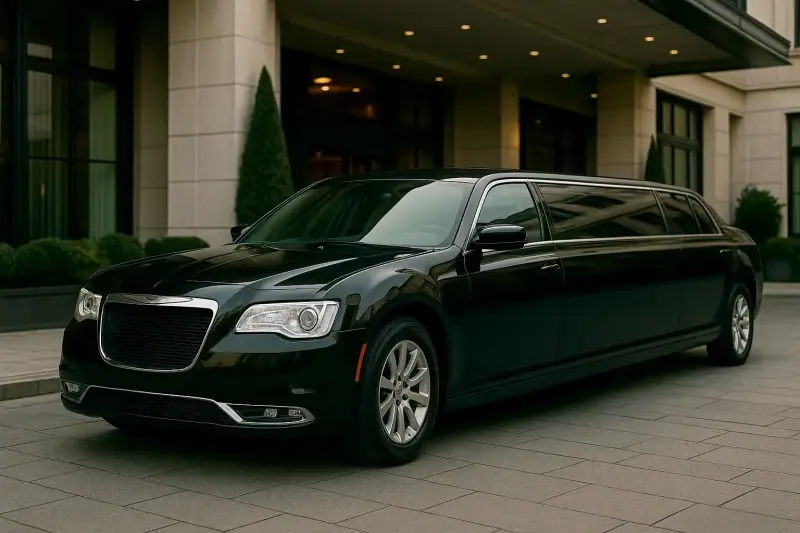 Black stretch limousine for limo rental in Long Beach, CA